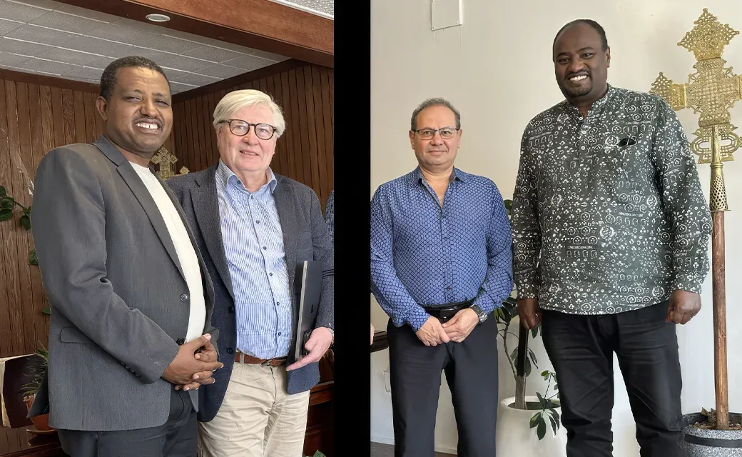 Worku Eban, Kenneth Grönroos, Hani Henein, and Lalissa Daniel stand together at the Ethiopia ministry meeting.